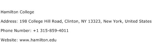 Hamilton College Address Contact Number