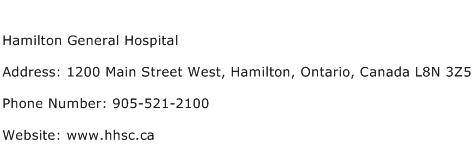Hamilton General Hospital Address Contact Number