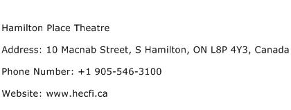 Hamilton Place Theatre Address Contact Number