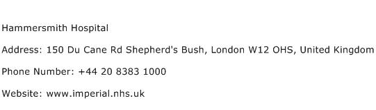 Hammersmith Hospital Address Contact Number