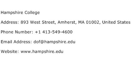 Hampshire College Address Contact Number