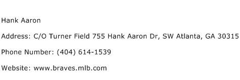 Hank Aaron Address Contact Number