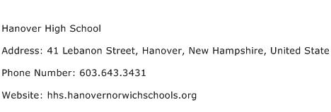 Hanover High School Address Contact Number