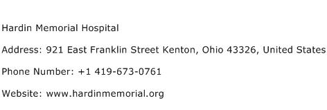 Hardin Memorial Hospital Address Contact Number