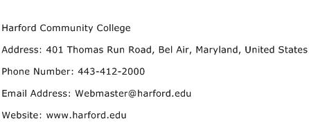 Harford Community College Address Contact Number
