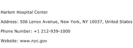 Harlem Hospital Center Address Contact Number