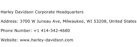 Harley Davidson Corporate Headquarters Address Contact Number
