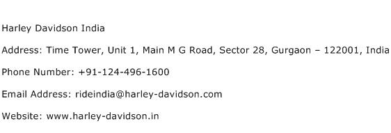 Harley Davidson India Address Contact Number