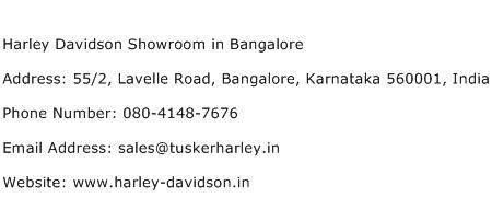 Harley Davidson Showroom in Bangalore Address Contact Number