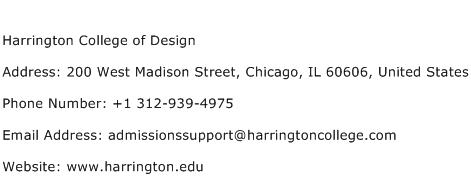 Harrington College of Design Address Contact Number