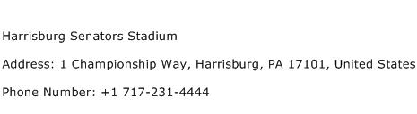 Harrisburg Senators Stadium Address Contact Number