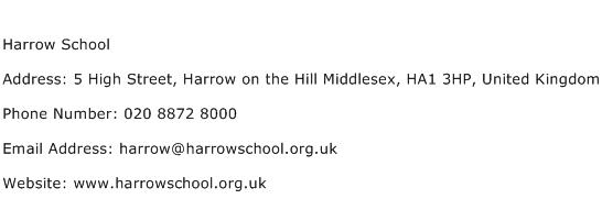 Harrow School Address Contact Number