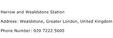 Harrow and Wealdstone Station Address Contact Number