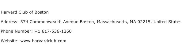 Harvard Club of Boston Address Contact Number