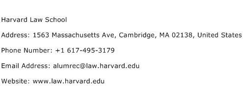 Harvard Law School Address Contact Number