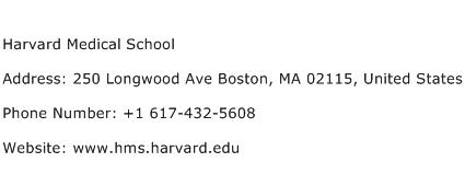 Harvard Medical School Address Contact Number