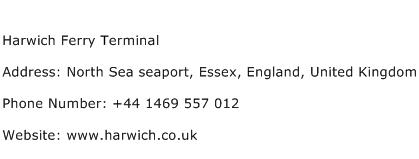 Harwich Ferry Terminal Address Contact Number