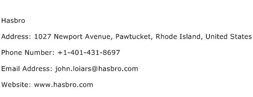 Hasbro Address Contact Number
