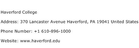 Haverford College Address Contact Number