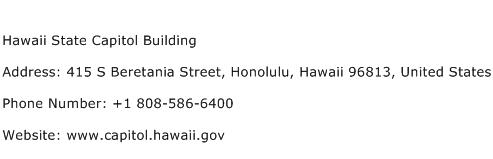 Hawaii State Capitol Building Address Contact Number