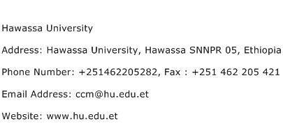 Hawassa University Address Contact Number