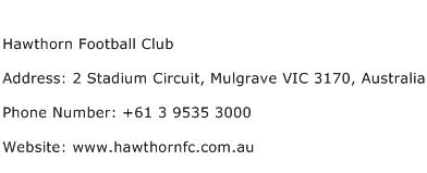 Hawthorn Football Club Address Contact Number