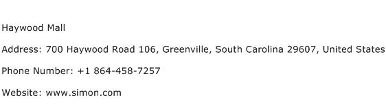 Haywood Mall Address Contact Number