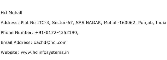 Hcl Mohali Address Contact Number
