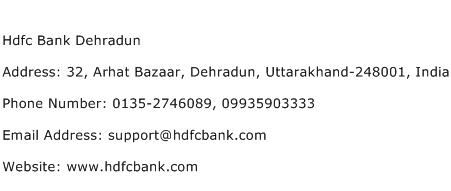 Hdfc Bank Dehradun Address Contact Number