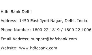 Hdfc Bank Delhi Address Contact Number