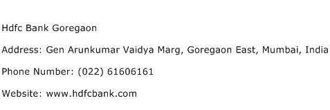 Hdfc Bank Goregaon Address Contact Number