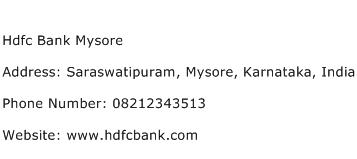 Hdfc Bank Mysore Address Contact Number