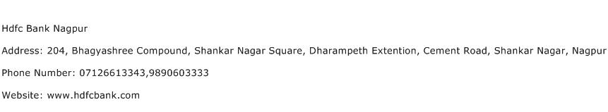 Hdfc Bank Nagpur Address Contact Number