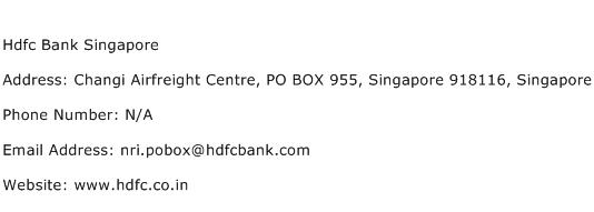 Hdfc Bank Singapore Address Contact Number
