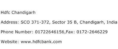 Hdfc Chandigarh Address Contact Number
