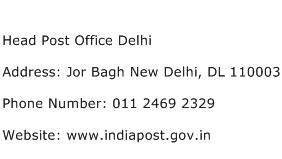 Head Post Office Delhi Address Contact Number