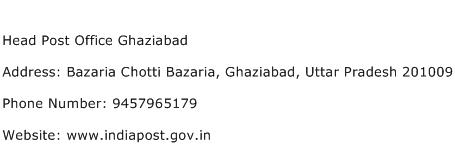 Head Post Office Ghaziabad Address Contact Number