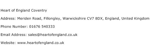 Heart of England Coventry Address Contact Number