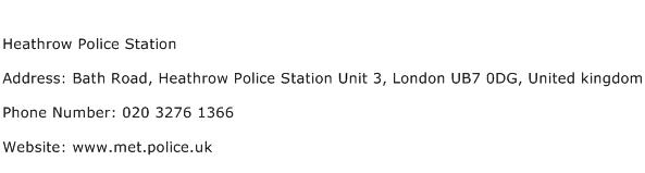 Heathrow Police Station Address Contact Number