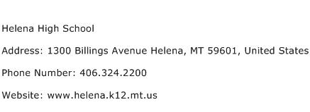 Helena High School Address Contact Number