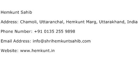Hemkunt Sahib Address Contact Number