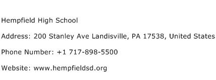 Hempfield High School Address Contact Number