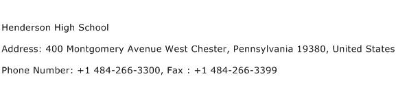 Henderson High School Address Contact Number