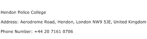 Hendon Police College Address Contact Number