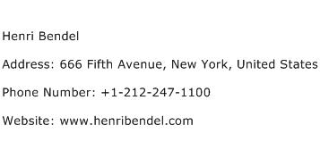 Henri Bendel Address Contact Number
