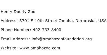 Henry Doorly Zoo Address Contact Number