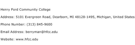 Henry Ford Community College Address Contact Number