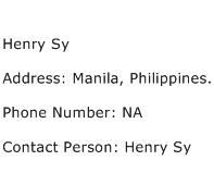 Henry Sy Address Contact Number
