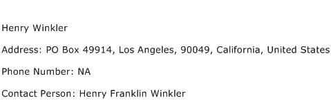 Henry Winkler Address Contact Number