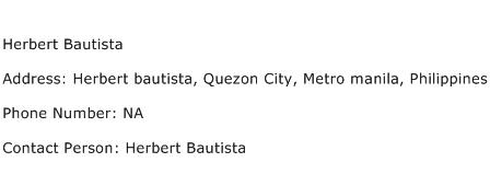 Herbert Bautista Address Contact Number